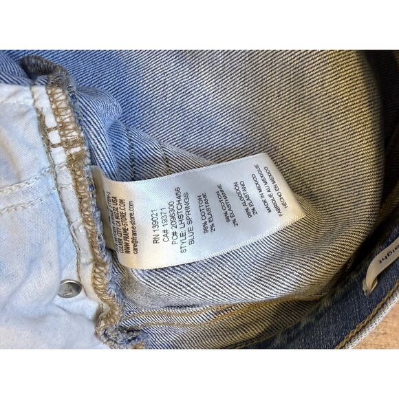 Frame Le High Straight Jeans Size 33 Blue Springs Light Wash Distressed Hem Deni - Picture 7 of 7
